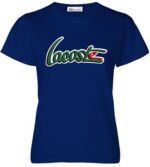 לקוסט-LACSOTE TSHIRT WOMEN DESGIN SHORT - NAVY BLUE