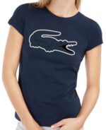 לקוסט-LACSOTE TSHIRT WOMEN DESGIN SHORT - NAVY BLUE