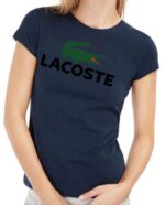 לקוסט-LACSOTE TSHIRT WOMEN DESGIN SHORT - NAVY BLUE