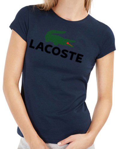 לקוסט-LACSOTE TSHIRT WOMEN DESGIN SHORT - NAVY BLUE