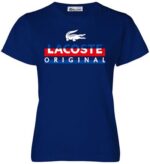 לקוסט-LACSOTE TSHIRT WOMEN DESGIN SHORT - NAVY BLUE