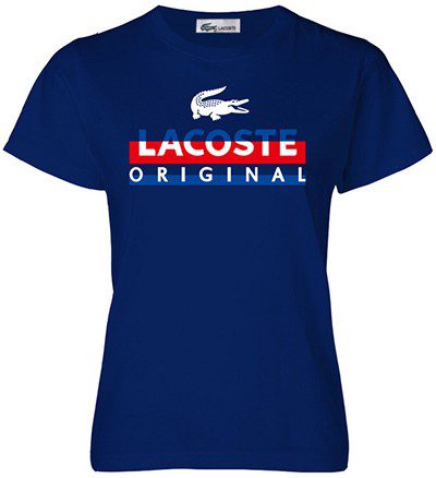 לקוסט-LACSOTE TSHIRT WOMEN DESGIN SHORT - NAVY BLUE