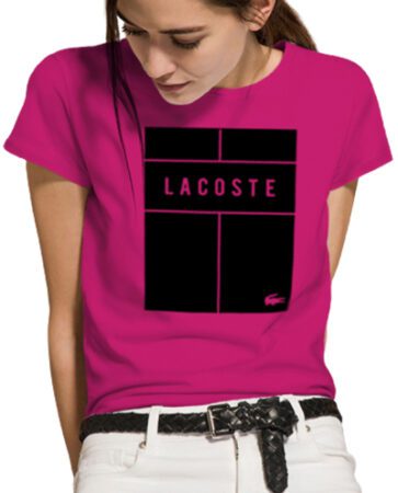 לקוסט-LACSOTE TSHIRT WOMEN DESGIN SHORT - PINK
