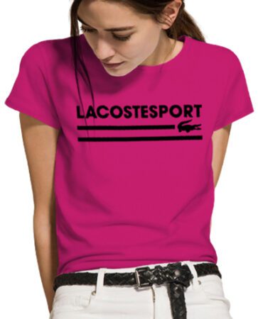 לקוסט-LACSOTE TSHIRT WOMEN DESGIN SHORT - PINK