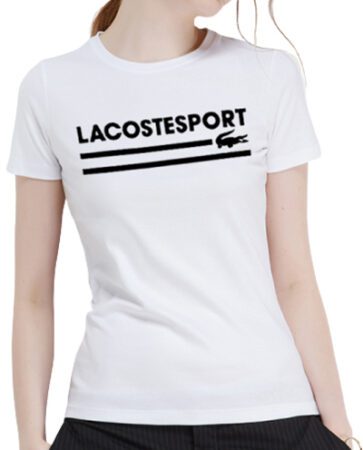 לקוסט-LACSOTE TSHIRT WOMEN DESGIN SHORT - WHITE