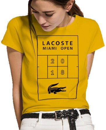 לקוסט-LACSOTE TSHIRT WOMEN DESGIN SHORT - YELLOW
