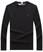 טומי הילפיגר-TOMMY TSHIRT MEN'S LONG CREW NECK- Black