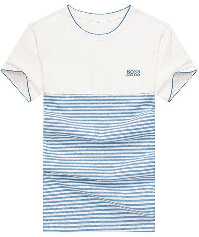בוס-HUGO BOSS TSHIRT MEN'S SHORT - White Blue