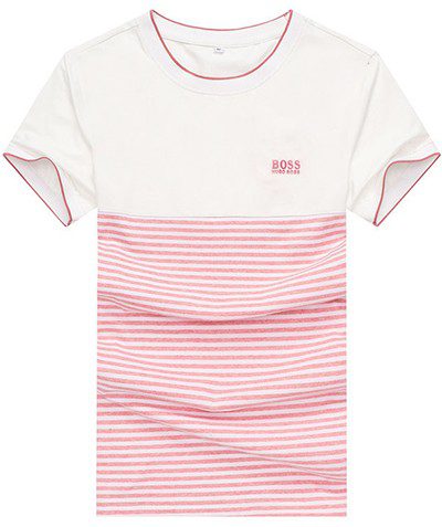 בוס-HUGO BOSS TSHIRT MEN'S SHORT - White Pink