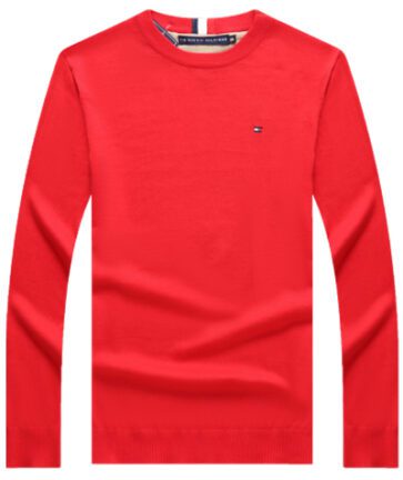 טומי הילפיגר-TOMMY TSHIRT MEN'S LONG CREW NECK- Red