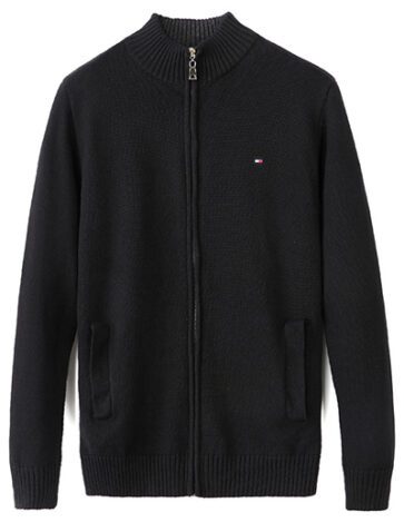 טומי הילפיגר-TOMMY SWETER ZIP MEN'S - Black