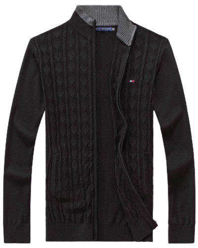 טומי הילפיגר-TOMMY SWETER ZIP MEN'S - Black