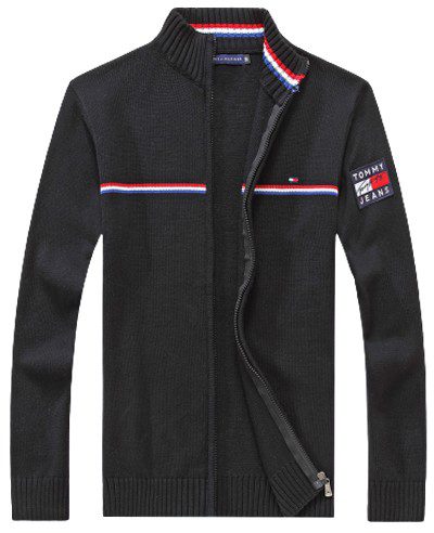 טומי הילפיגר-TOMMY SWETER ZIP MEN'S - Black