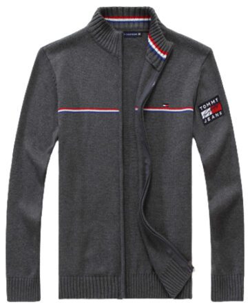טומי הילפיגר-TOMMY SWETER ZIP MEN'S - Dip Gray
