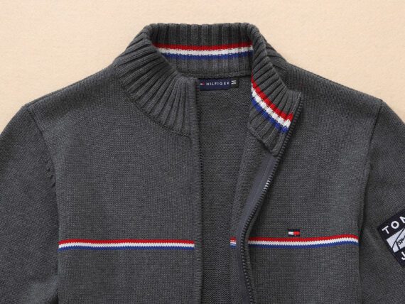 טומי הילפיגר-TOMMY SWETER ZIP MEN'S - Dip Gray