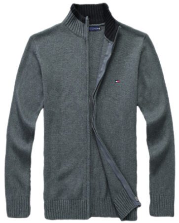 טומי הילפיגר-TOMMY SWETER ZIP MEN'S - Dip Gray