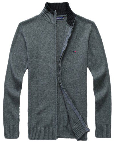 טומי הילפיגר-TOMMY SWETER ZIP MEN'S - Dip Gray
