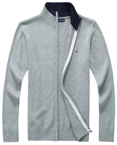 טומי הילפיגר-TOMMY SWETER ZIP MEN'S - Gray