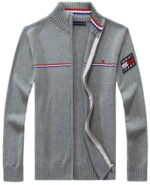 טומי הילפיגר-TOMMY SWETER ZIP MEN'S - Gray