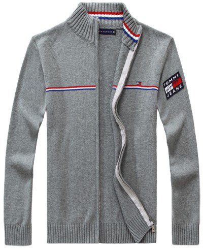 טומי הילפיגר-TOMMY SWETER ZIP MEN'S - Gray