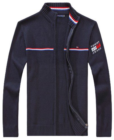טומי הילפיגר-TOMMY SWETER ZIP MEN'S - Nave Blue