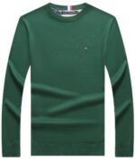 טומי הילפיגר-TOMMY TSHIRT MEN'S LONG CREW NECK- Green