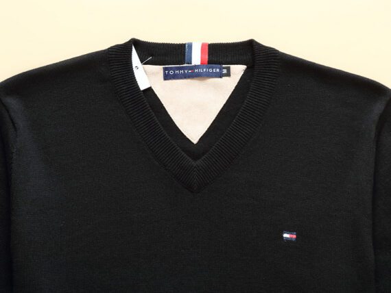 טומי הילפיגר-TOMMY TSHIRT MEN'S LONG V - Black