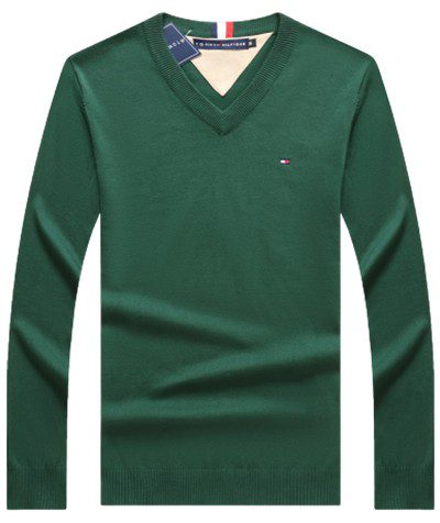 טומי הילפיגר-TOMMY TSHIRT MEN'S LONG V - Green