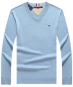 טומי הילפיגר-TOMMY TSHIRT MEN'S LONG V - Sky Blue