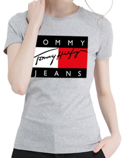 טומי הילפיגר-TOMMY TSHIRT SHORT WOMEN'S - Gray