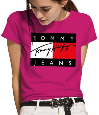 טומי הילפיגר-TOMMY TSHIRT SHORT WOMEN'S - Pink