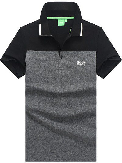 בוס-HUGO BOSS POLO TSHIRT MEN'S - Black & Gray