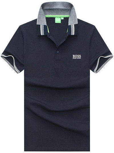 בוס-HUGO BOSS POLO TSHIRT MEN'S - Black & Gray Border