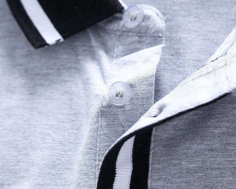 בוס-HUGO BOSS POLO TSHIRT MEN'S - Gray & Black White Border – תמונה 10