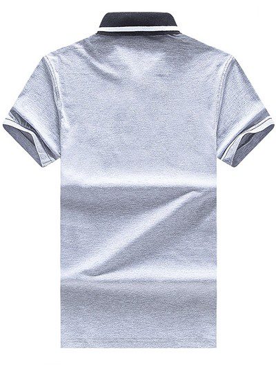 בוס-HUGO BOSS POLO TSHIRT MEN'S - Gray & Black White Border – תמונה 2