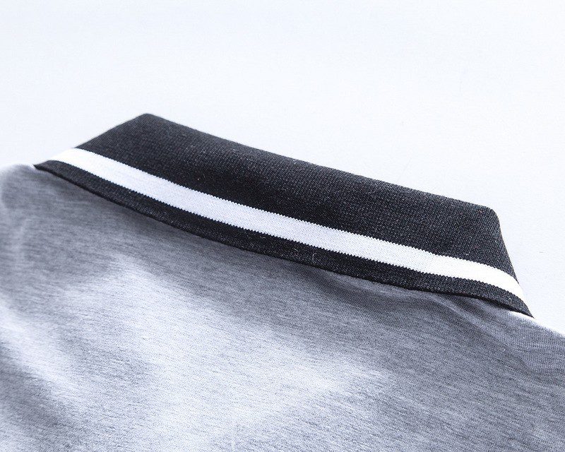 בוס-HUGO BOSS POLO TSHIRT MEN'S - Gray & Black White Border – תמונה 11