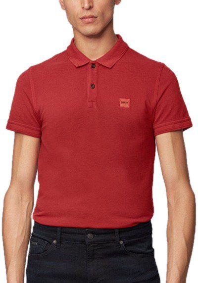 בוס-HUGO BOSS POLO TSHIRT MEN'S - Medium Carmine