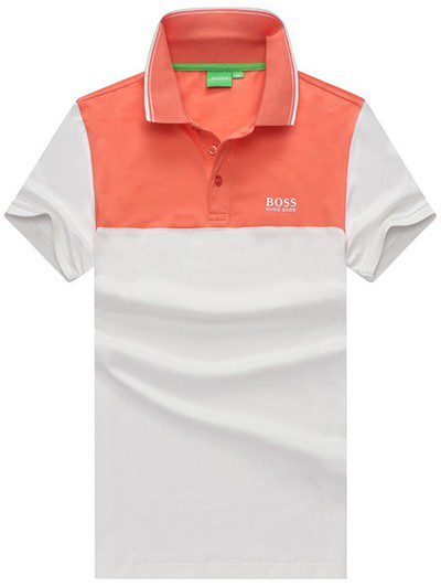 בוס-HUGO BOSS POLO TSHIRT MEN'S - Salmon & White