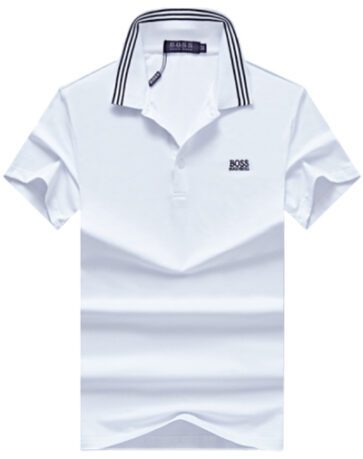 בוס-HUGO BOSS POLO TSHIRT MEN'S - White & Black Border