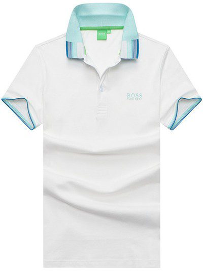בוס-HUGO BOSS POLO TSHIRT MEN'S - White & Blue