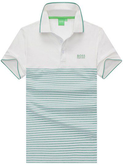 בוס-HUGO BOSS POLO TSHIRT MEN'S - White & Sea Nymph