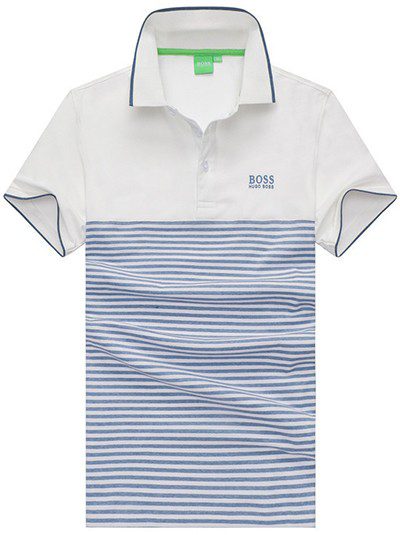 בוס-HUGO BOSS POLO TSHIRT MEN'S - White & Waikawa Grey