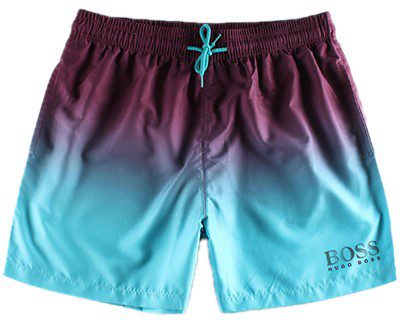 בוס-HUGO BOSS SWIM MEN'S-Wine Berry & Turquoise Blue