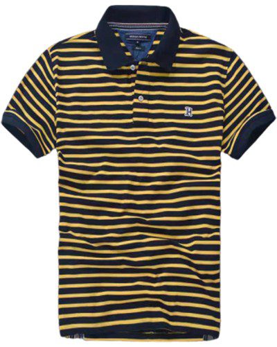טומי הילפיגר-TOMMY POLO MEN'S TSHIRT - BLACK & YELLOW