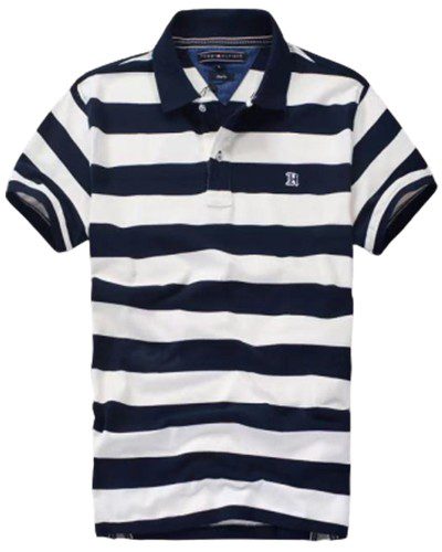 טומי הילפיגר-TOMMY POLO MEN'S TSHIRT - NAVY BLUE & WHITE