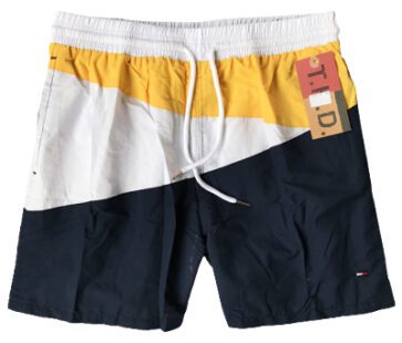 טומי הילפיגר-TOMMY SWIM MEN'S -BLACK WHITE & YELLOW