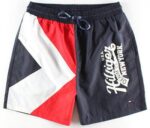 טומי הילפיגר-TOMMY SWIM MEN'S - BLACK WHITE & RED