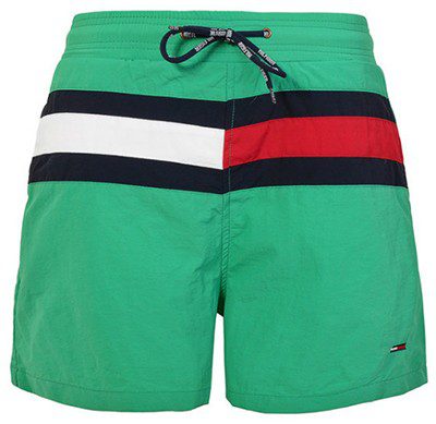 טומי הילפיגר-TOMMY SWIM MEN'S - Jungle Green Black White & Red