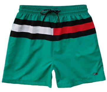 טומי הילפיגר-TOMMY SWIM MEN'S - PERSIAN GREEN BLACK WHITE & RED