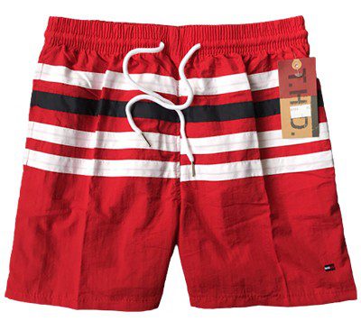 טומי הילפיגר-TOMMY SWIM MEN'S - RED WHITE & BLACK